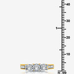 Love Lives Forever Womens 1/2 CT. T.W. Genuine White Diamond 10K Gold Round Side Stone 3-Stone Engagement Ring