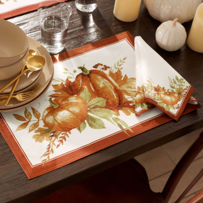 Elrene Home Fashions Autumn Pumpkin Grove Set Of 4-pc. Napkins