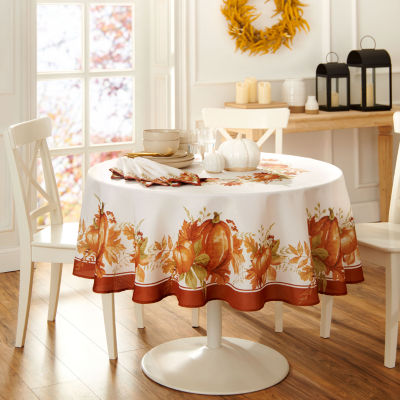 Elrene Home Fashions Autumn Pumpkin Grove 70x70 Tablecloth