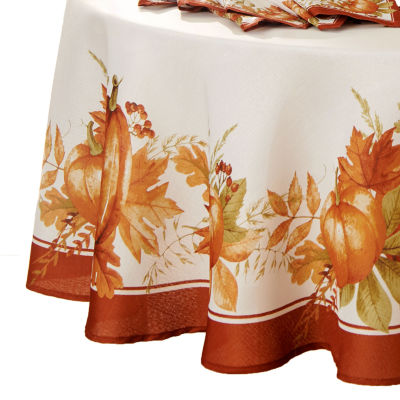 Elrene Home Fashions Autumn Pumpkin Grove 70x70 Tablecloth