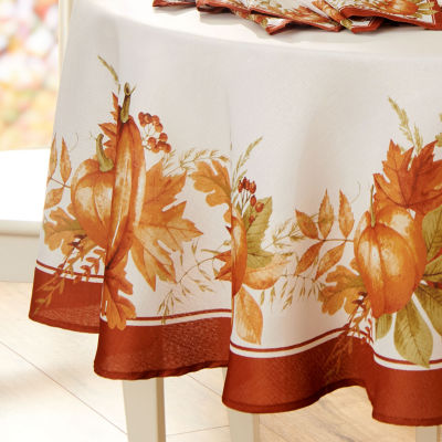 Elrene Home Fashions Autumn Pumpkin Grove 70x70 Tablecloth