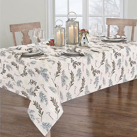 Elrene Home Fashions Holiday Trimmings Tablecloth, One Size, Green