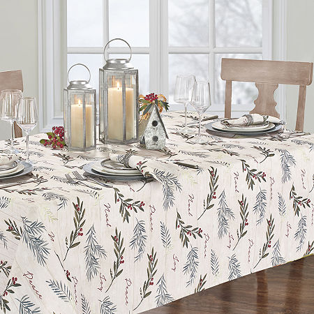 Elrene Home Fashions Holiday Trimmings Tablecloth, One Size, Green