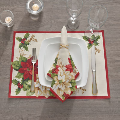 Elrene Home Fashions Red & White Poinsettia Set 4-pc. Placemat