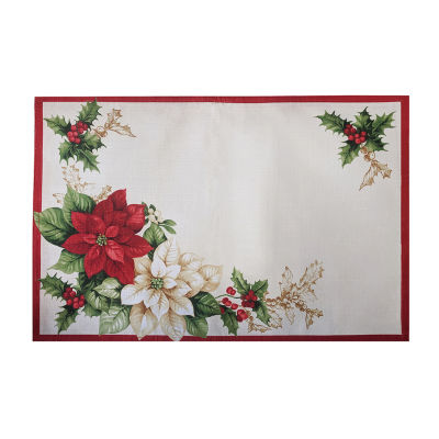 Elrene Home Fashions Red & White Poinsettia Set 4-pc. Placemat