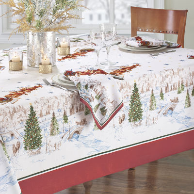 Elrene Home Fashions Santa's Snowy Sleighride Tablecloth