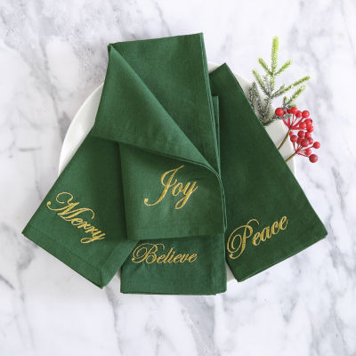 Elrene Home Fashions Holiday Sentiment Set 4-pc. Napkins