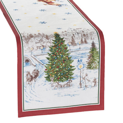 Elrene Home Fashions Santa's Snowy Sleighride Table Runner