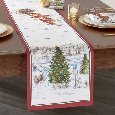 Elrene Home Fashions Santa's Snowy Sleighride Table Runner