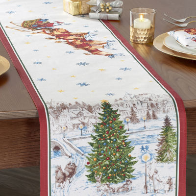 Elrene Home Fashions Santa's Snowy Sleighride Table Runner