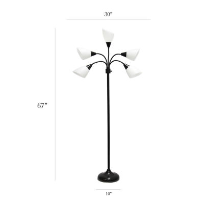 All the Rages Simple Designs 5 Light Adjustable Gooseneck Floor Lamp