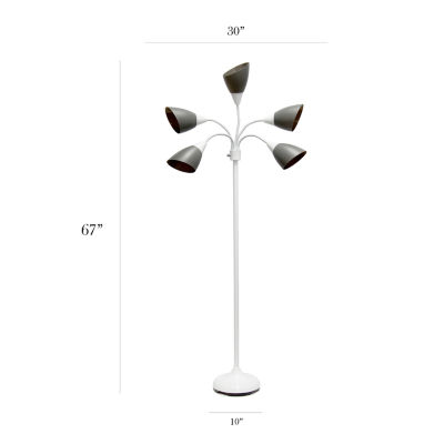 All the Rages Simple Designs 5 Light Adjustable Gooseneck Floor Lamp
