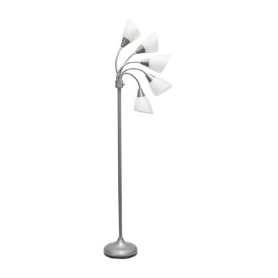 All the Rages Simple Designs Silver 5 Light Adjustable Gooseneck Floor Lamp