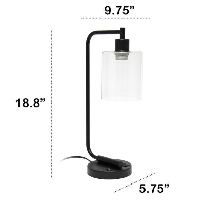 All the Rages Lalia Home Usb Port With Modern Glass Shade Desk Lamp