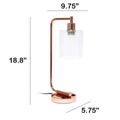 All the Rages Lalia Home Usb Port With Modern Glass Shade Desk Lamp