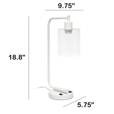 All the Rages Lalia Home Usb Port With Modern Glass Shade Desk Lamp
