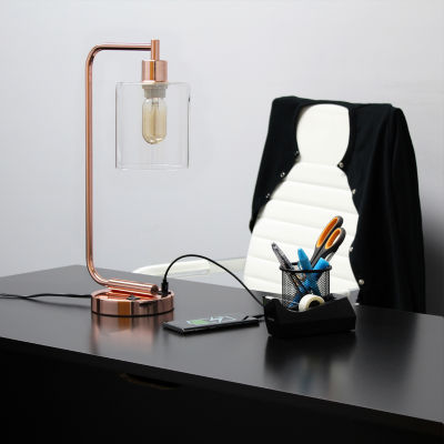 All the Rages Lalia Home Usb Port With Modern Glass Shade Desk Lamp