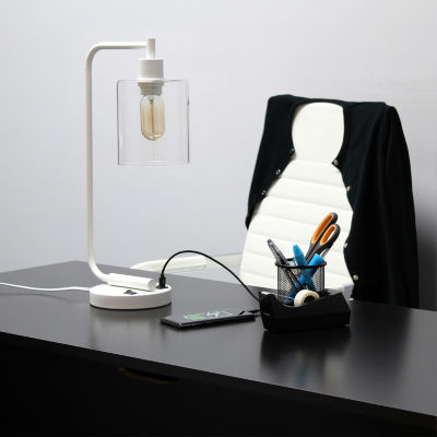 All the Rages Lalia Home Usb Port With Modern Glass Shade Desk Lamp
