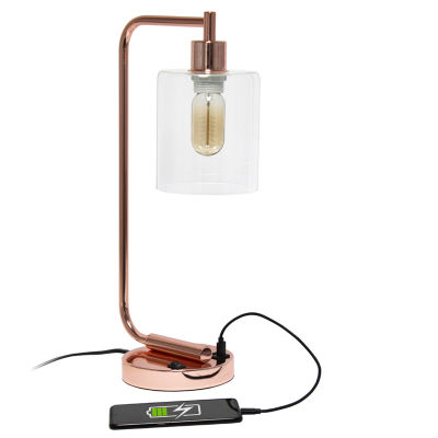 All the Rages Lalia Home Usb Port With Modern Glass Shade Desk Lamp