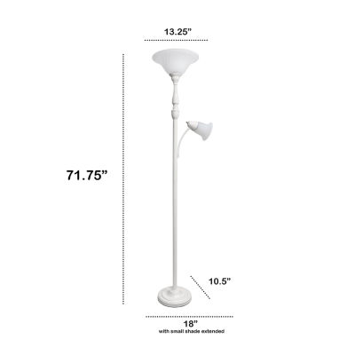 All the Rages Lalia Home Marble Glass Shades With Reading Light Torchiere Floor Lamp