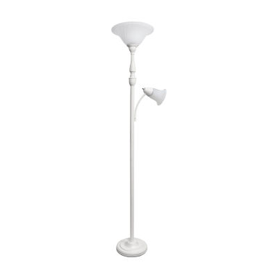 All the Rages Lalia Home Marble Glass Shades With Reading Light Torchiere Floor Lamp