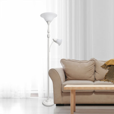 All the Rages Lalia Home Marble Glass Shades With Reading Light Torchiere Floor Lamp