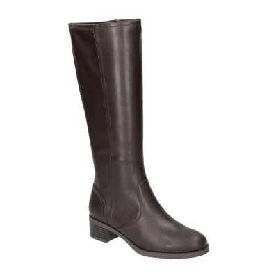 Easy Street Womens Tucker Plus Extra Wide Calf Stacked Heel Riding Boots