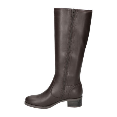 Easy Street Womens Tucker Plus Extra Wide Calf Stacked Heel Riding Boots