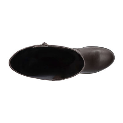 Easy Street Womens Tucker Plus Extra Wide Calf Stacked Heel Riding Boots