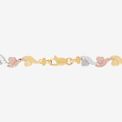 14K Tri-Color Gold 7.5 Inch Solid Link Link Bracelet