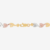 Womens 14K Two Tone Gold 7.5 Inch Solid Link Id Bracelet