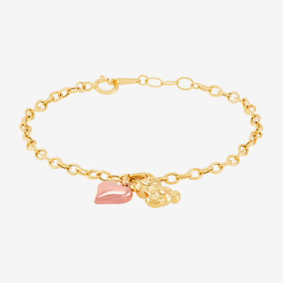 14K Gold Heart Charm Bracelet