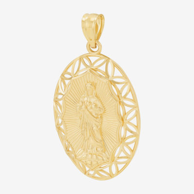 Unisex Adult 14K Gold Oval Marquise Pendant