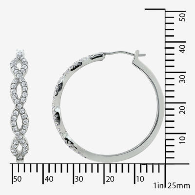 Diamonart Cubic Zirconia Sterling Silver Oval Hoop Earrings