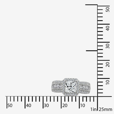 Diamonart Womens Cubic Zirconia Sterling Silver Side Stone Engagement Ring