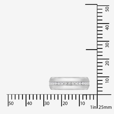 Diamonart 7.5MM White Cubic Zirconia Sterling Silver Wedding Band