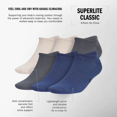 adidas Superlite 6 Pair No Show Socks Mens