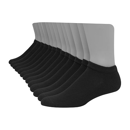 Hanes Ultimate 12 Pair Big and Tall Low Cut Socks Mens, 13-15, Black