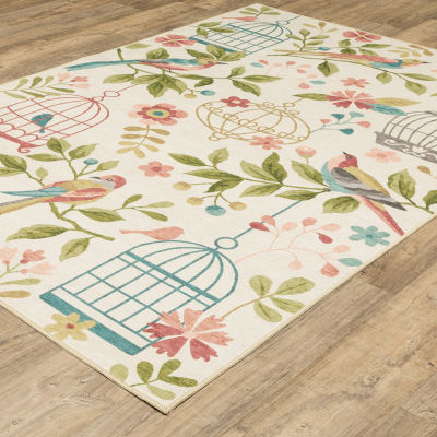 Covington Home Florentina Botanical Bird Cages Indoor Outdoor Rectangular Accent Rug