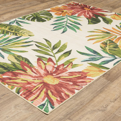 Covington Home Florentina Tropical Floral Indoor Outdoor Rectangular Area Rug