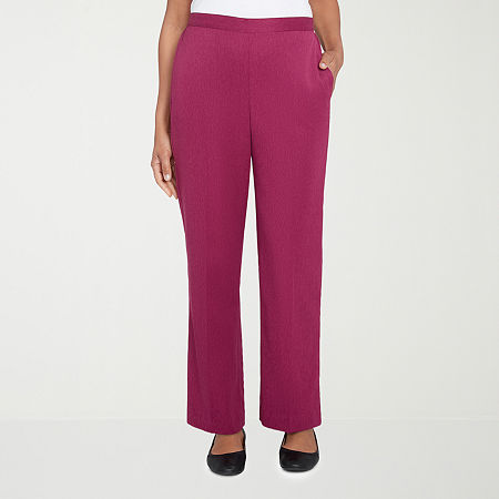 Alfred Dunner Wine Country Womens Straight Pull-On Pants, 12 Petite, Red