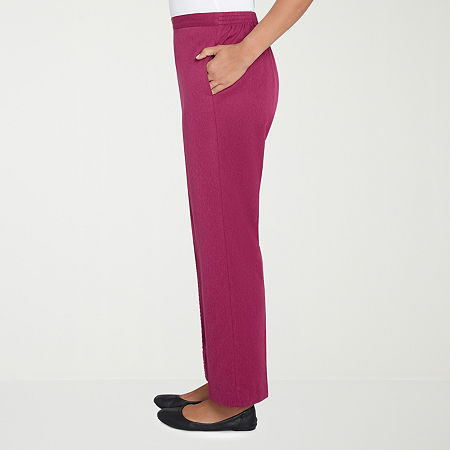 Alfred Dunner Wine Country Womens Straight Pull-On Pants, 12 Petite, Red