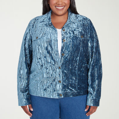 Alfred Dunner Lightweight Velvet Plus Bomber Jacket