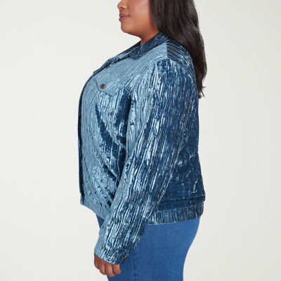 Alfred Dunner Lightweight Velvet Plus Bomber Jacket