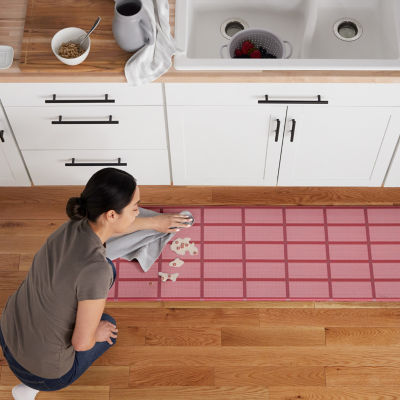 Town And Country Windowpane Stripe 18" X 39" Indoor Rectangular Kitchen Mat