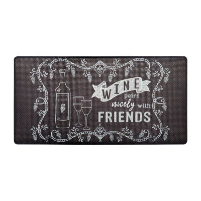 Nicole Miller Wine Pairs Words 20" X 39" Indoor Rectangular Kitchen Mat