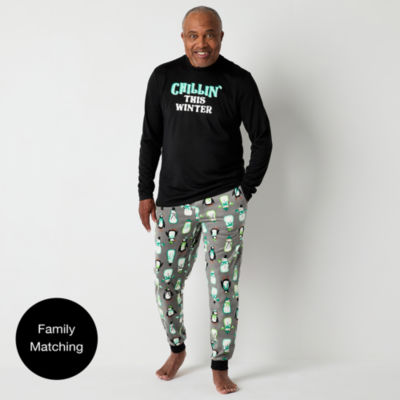 North Pole Trading Co. Mens Tall Microfleece Crew Neck Long Sleeve 2-pc. Pant Pajama Set