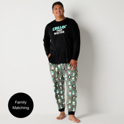 North Pole Trading Co. Mens Big Microfleece Crew Neck Long Sleeve 2-pc. Pant Pajama Set