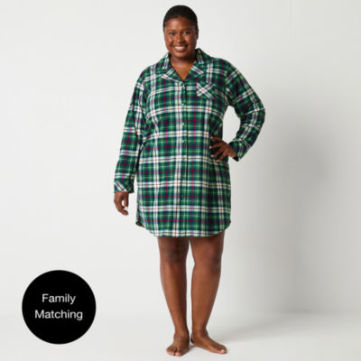 North Pole Trading Co. Womens Plus Long Sleeve Nightshirt