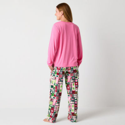 North Pole Trading Co. Womens Tall Crew Neck Long Sleeve 2-pc. Pant Pajama Set